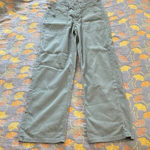 American Eagle Stovepipe Olive Corduroy Wide-Leg Pants